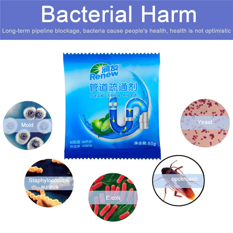 Strong Drain Cleaners Pipe Dredging Agent Kitchen Water Piping Sewer Toilet Closes Tool Cleaning Deodorant Dredge Sink