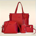 4pcs Elegant Minimalist Women'S Shoulder Bag, Handbag, Crossbody Bag, Women Storage Bag, Holiday Gift, Synthetic, Zipper Closure