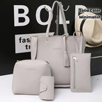 4pcs Elegant Minimalist Women'S Shoulder Bag, Handbag, Crossbody Bag, Women Storage Bag, Holiday Gift, Synthetic, Zipper Closure
