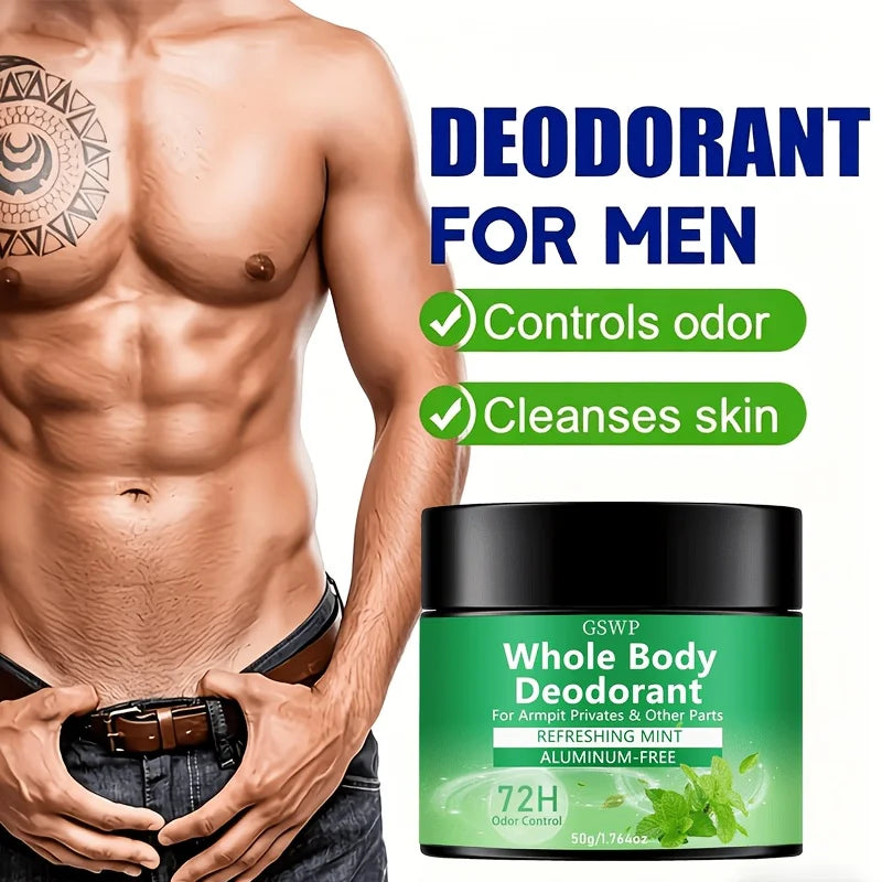GSWP Mint Deodorant Balm for the Whole Body: Fresh scent, 72-hour odor control, refreshing texture.50g/100g