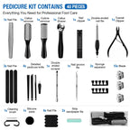 40-Piece Professional Pedicure Kit, Pedicure Tools Finger Foot Rasp Foot Dead Skin Remover for Home & Salon Care Nail Clippers ﻿