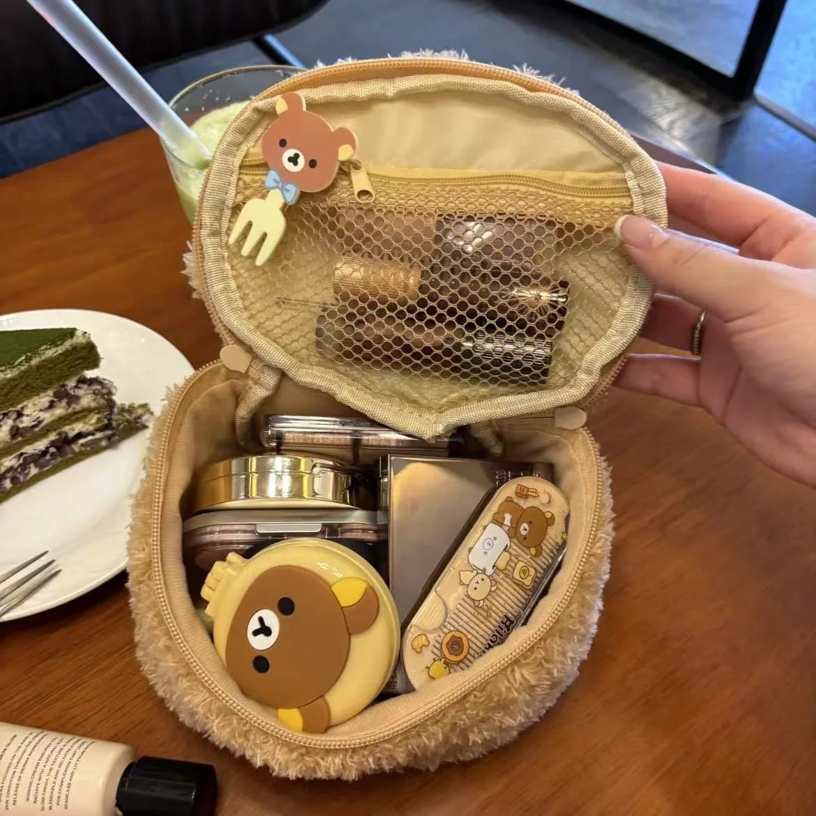 New hot  Plushes Makeup Bear Cosmetic Bag Women Jewelry Storage Pouch Girl Organizer Handbags Gift Hot Sales ﻿