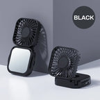 Handheld Portable Fan with Mirror, Mini Fan Small Personal Fan, 500mAh USB Rechargeable Neck Fan Foldable, Quiet Pocket Fan