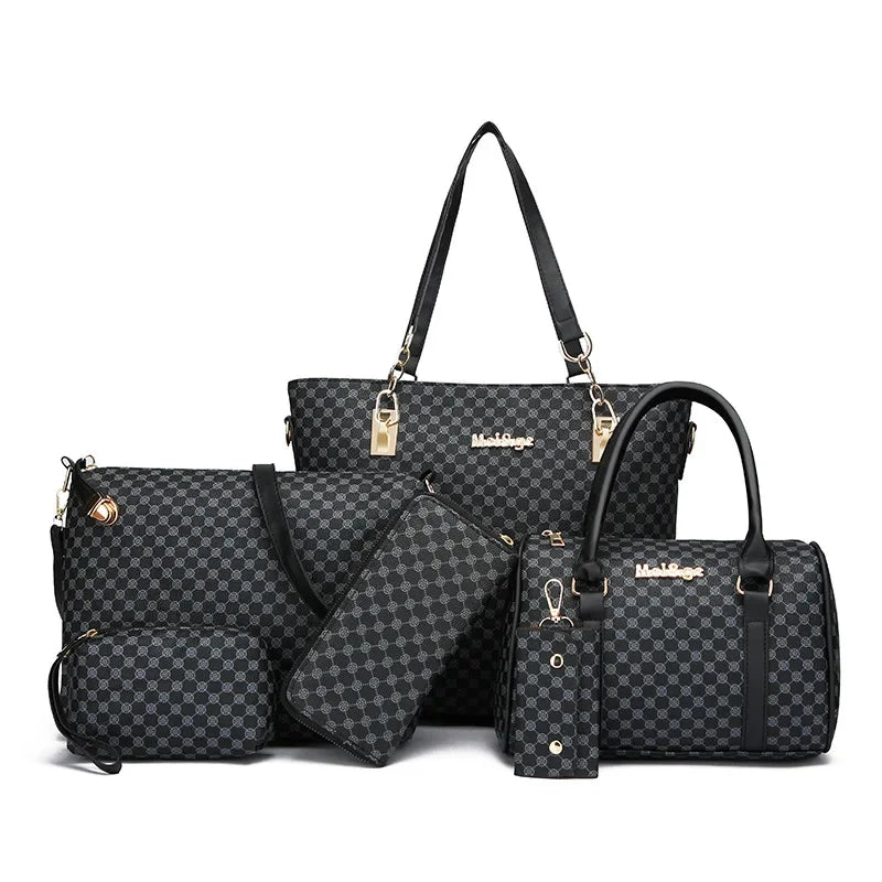 6 Pcs Women's Bag Fashion Handbag Sets Shoulder Crossbody Bag For Women Commuting Female Boston Bag Wallet