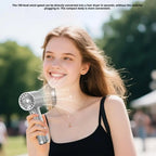 Portable Handheld Fan Digital Display Cooling Gadget 199 Speeds Neck Hangable Rhinestone Hand Fan with Digital Display for Beach