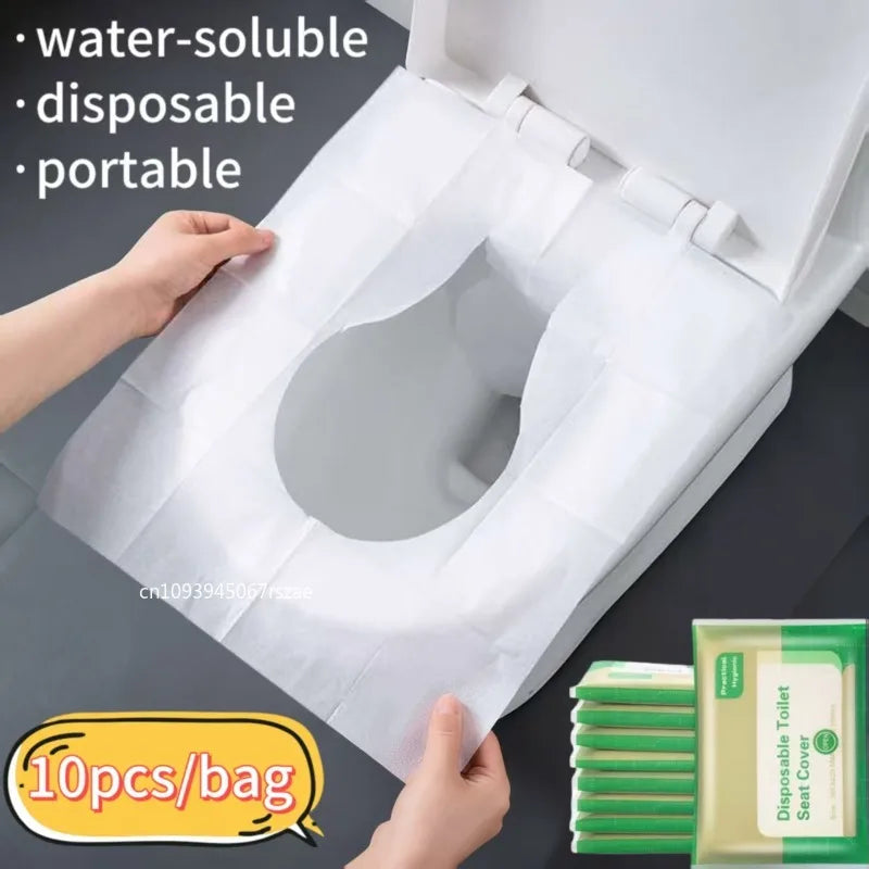 Disposable Toilet Seat Covers Flushable Disposable Toilet Covers Soluble Water Toilet Paper for Travel Camping Hotel Bathroom