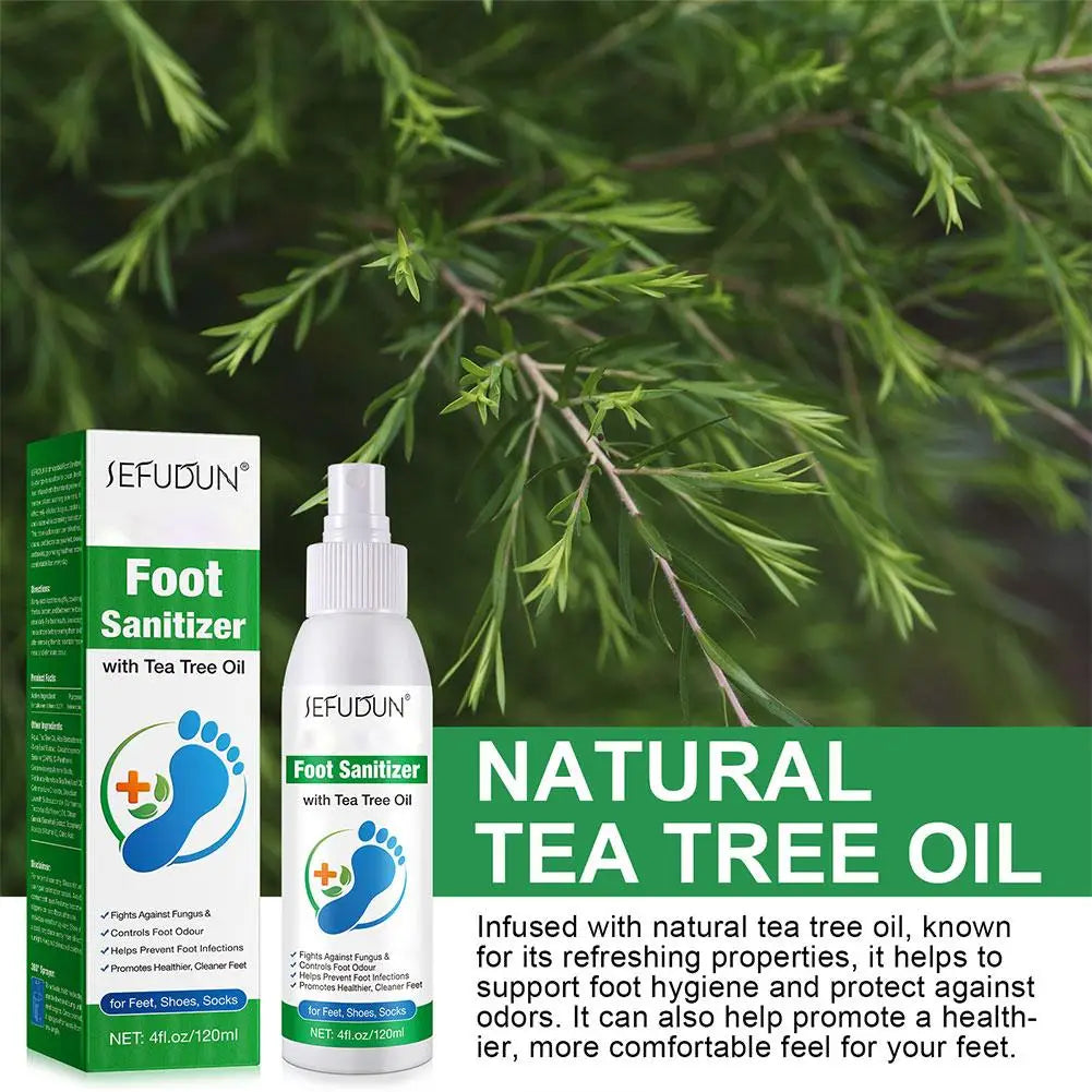 120ml Foot Deodorization Spray Removal Odor with Tea Odor Foot Foot Feet Moisturize Deodorant Spray Drying Tree Oil Sanitiz