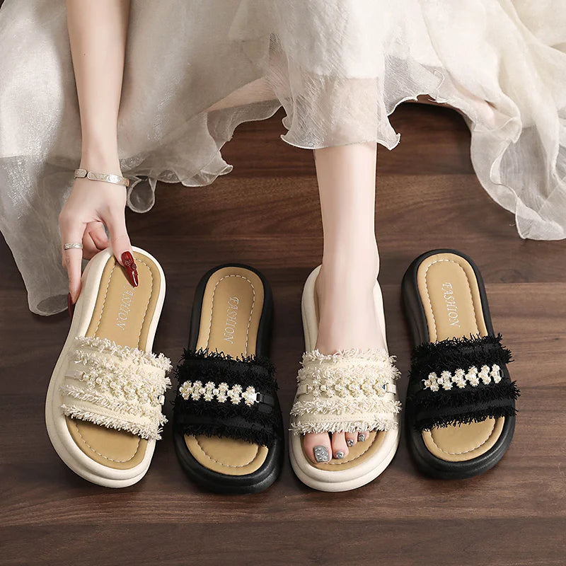 Women Fashion One Band Slippers Summer New Arrival Minimalist Versatile Lightweight Daily Outdoor Beach Sandals