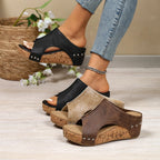 *Fashionable and Sexy Banquet Hot Selling Slippers Summer New Round Toe Wedge Heel Comfortable Casual Slippers for Women