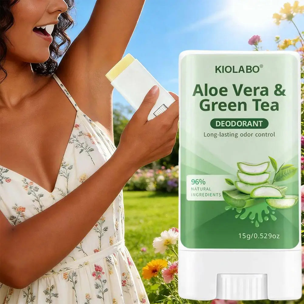 Aloe Vera & Green Tea Deodorant Stick 72 hour long-lasting deodorizing, Fresh Scent All Day for Hands, Feet, Face and Underar