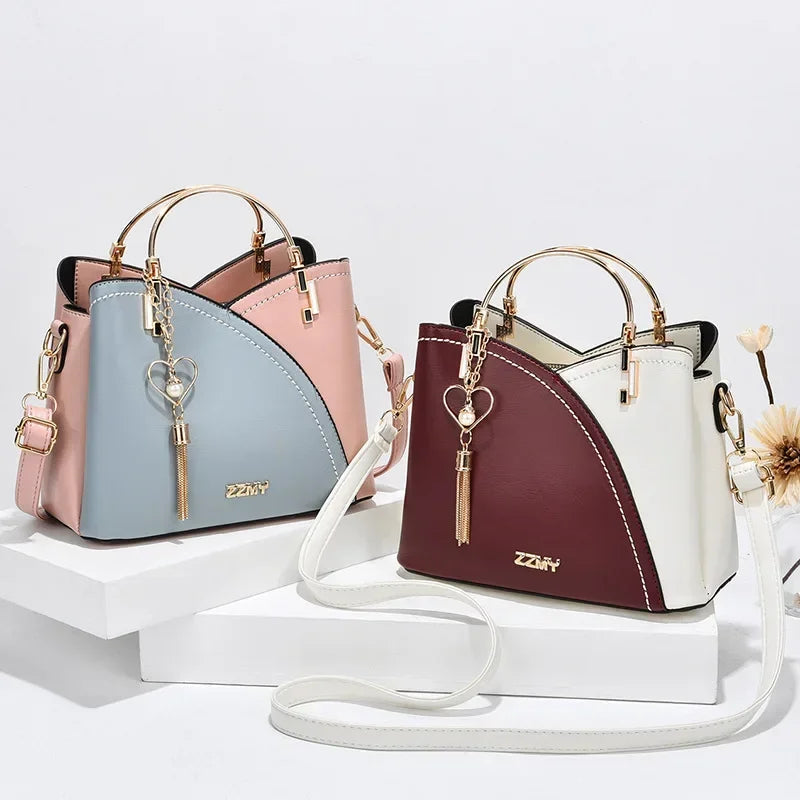 Women Handbag Patchwork Shoulder Messenger Office Work PU Leather Female Bag Ladies Luxury Handbag Fashion Elegant Shoulder Bag