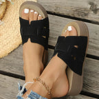 Smile Women Slippers Retro Trend With Buckle Slippers Summer Casual Women Shoes Comfortable Beach Slippers Round-headed Slippers