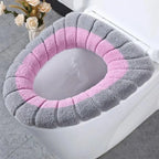 1 piece of washable bathroom toilet seat cover, a thick and soft knitted toilet seat cushion with handle, toilet seat cover