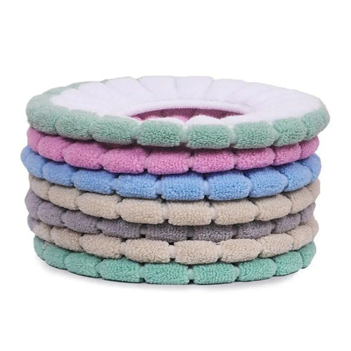 1 piece of washable bathroom toilet seat cover, a thick and soft knitted toilet seat cushion with handle, toilet seat cover