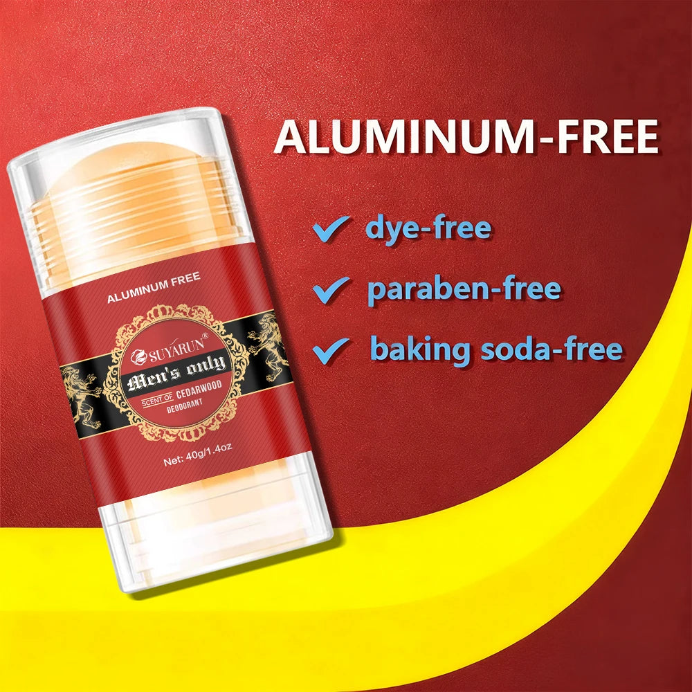 SUYARUN Men's Natural Deodorant Stick for Full Body Odor Protection, 48H Freshness, Sensitive Skin Safe, Travel-Friendly.