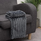 New Double Sided Warm Blanket Warm Breathable Conditioning Quilt Skin-Friendly Solid Color Plush Striped Blankets