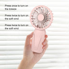Portable Handheld Small Fan ABS Lightweight Cute Appearance USB Rechargeable Mini Fan For On Go Cooling Portable Mini Pocket Fan