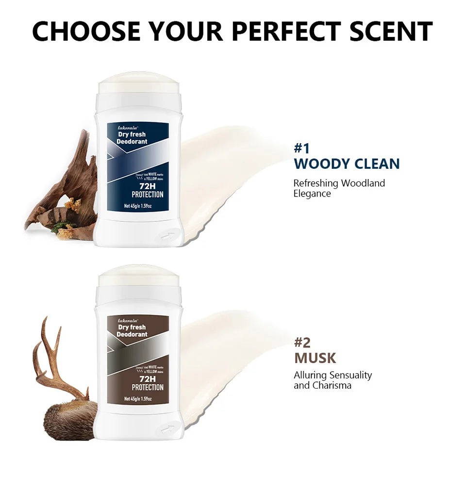 Men UltraClear Deodorant 72-Hour Sweat & Odor Protection Antiperspirant For Men Long Lasting Fresh Perfume Stick