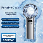 5200mAh Portable Handheld Fan with Double Ice Cooling, High-Speed Rechargeable USB Fan, Foldable Design