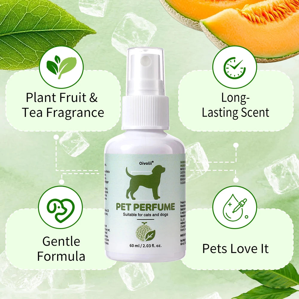 Pet Deodorizing Spray Long Lasting Fragrance Eliminates Body Odor Natural Formula for Dogs Cats 60ml Portable Grooming Care