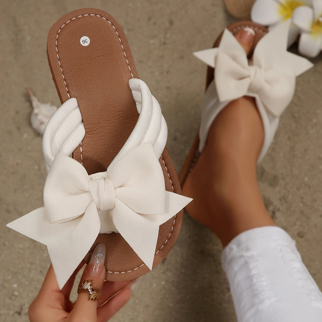 Women Flats Slippers Flat Casual Beach Slippers Summer Fashion Bow Tie Sandals Lightweight Outdoor Shoes for Women Slides Women