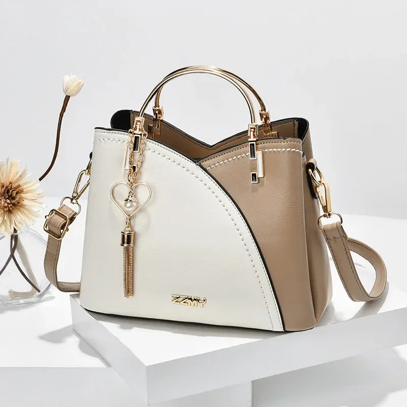Women Handbag Patchwork Shoulder Messenger Office Work PU Leather Female Bag Ladies Luxury Handbag Fashion Elegant Shoulder Bag