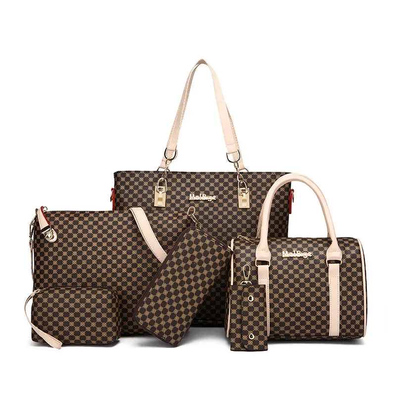 6 Pcs Women's Bag Fashion Handbag Sets Shoulder Crossbody Bag For Women Commuting Female Boston Bag Wallet