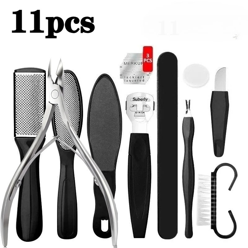 8/9/10/11pcs Pedicure Kit  Professional Pedicure Tools Foot Rasp Peel Callus Dead Skin Remover Feet Care Pedicure cuticle nipper