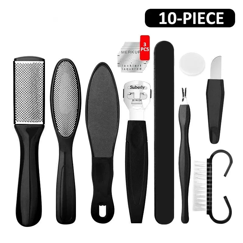 8/9/10/11pcs Pedicure Kit  Professional Pedicure Tools Foot Rasp Peel Callus Dead Skin Remover Feet Care Pedicure cuticle nipper