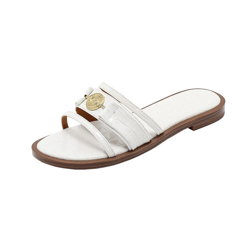 Women's Slippers2026New summer women's shoes for outdoor wear, soft-soled fashionable flat slippers for women