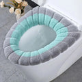 1 piece of washable bathroom toilet seat cover, a thick and soft knitted toilet seat cushion with handle, toilet seat cover