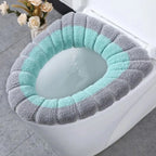 1 piece of washable bathroom toilet seat cover, a thick and soft knitted toilet seat cushion with handle, toilet seat cover