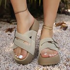 Women Leisure Slippers Retro Trend with Buckles Female Summer Casual Shoes Comfortable Beach Slides Girls Platform Sandals