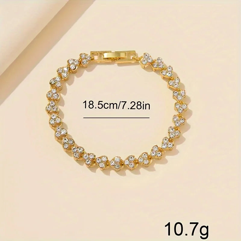 2pcs and 1pcs Elegant Crystal Watch Stainless Steel Fashion Simple Luxury Full Crystal Bracelet Quartz Watch