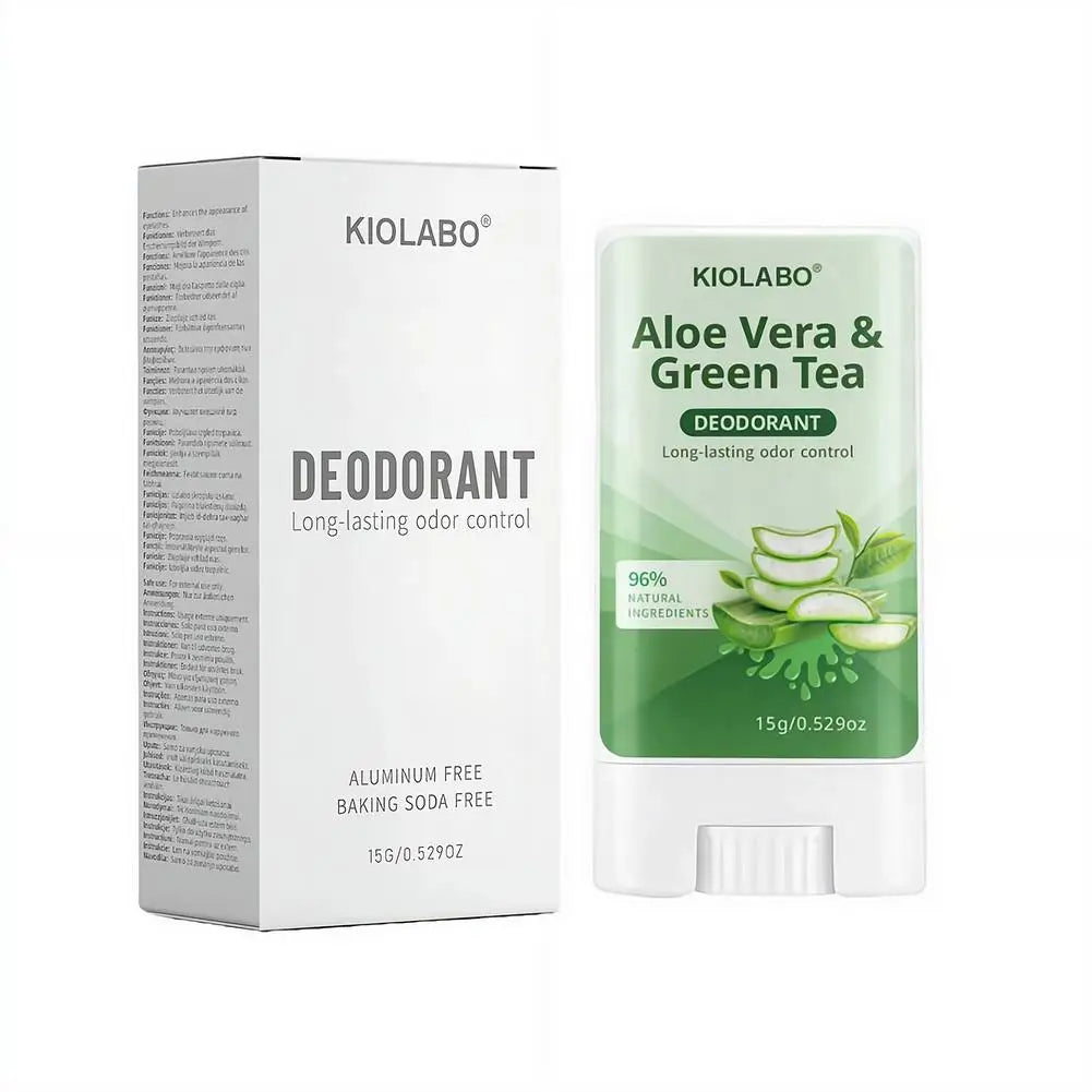 Aloe Vera & Green Tea Deodorant Stick 72 hour long-lasting deodorizing, Fresh Scent All Day for Hands, Feet, Face and Underar