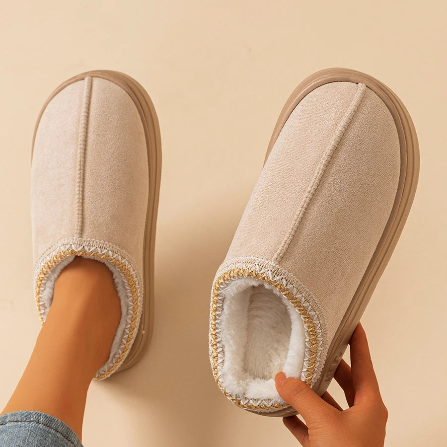 Winter Women's Slippers Boots Fashion Fuzzy Fur Anti-slip Soft Sole Outdoor Indoor Warm Comfort Men Plush Houseshoes Couple