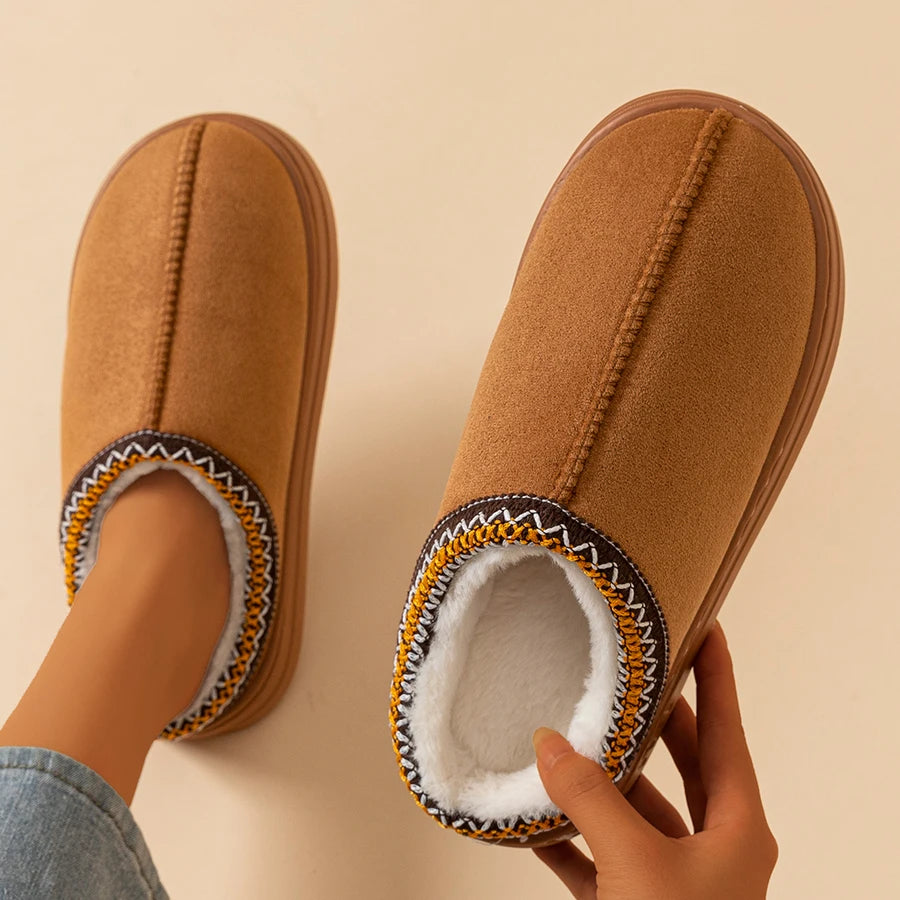 Winter Women's Slippers Boots Fashion Fuzzy Fur Anti-slip Soft Sole Outdoor Indoor Warm Comfort Men Plush Houseshoes Couple