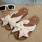Women Flats Slippers Flat Casual Beach Slippers Summer Fashion Bow Tie Sandals Lightweight Outdoor Shoes for Women Slides Women
