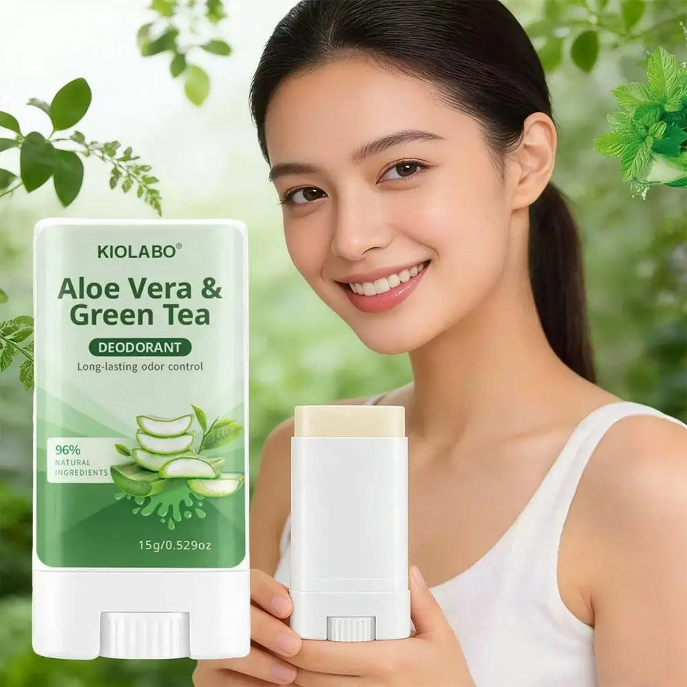 Aloe Vera & Green Tea Deodorant Stick 72 hour long-lasting deodorizing, Fresh Scent All Day for Hands, Feet, Face and Underar