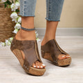 *Fashionable and Sexy Banquet Hot Selling Slippers Summer New Round Toe Wedge Heel Comfortable Casual Slippers for Women