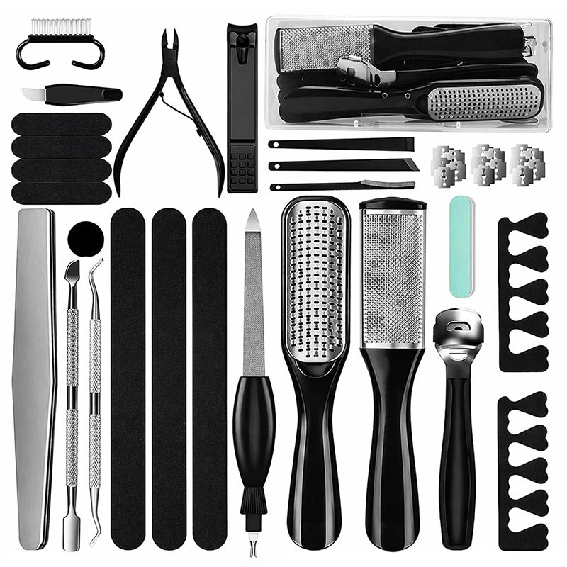 40-Piece Professional Pedicure Kit, Pedicure Tools Finger Foot Rasp Foot Dead Skin Remover for Home & Salon Care Nail Clippers ﻿